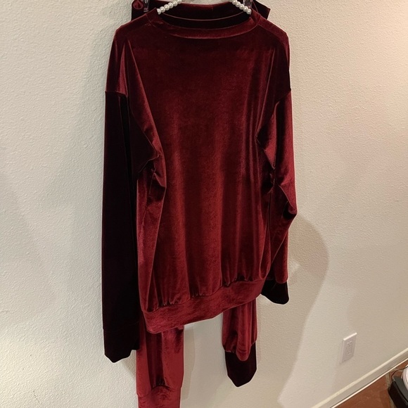 Laina Rauma SET Small top bottom maroon velour loungesuit leisure suit club bed - Picture 10 of 16